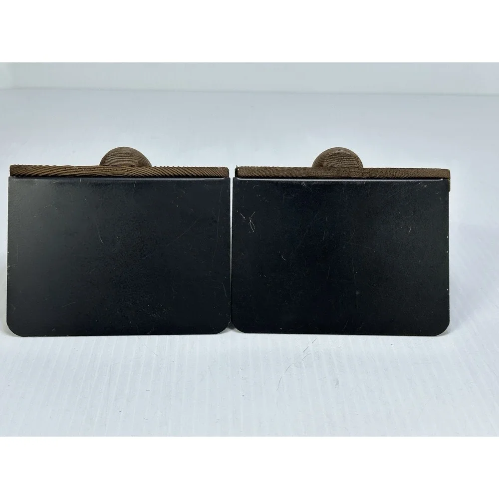 Vintage 1970s OMC Japan Carved Wood Cat Bookends Cryptomeria Japan Set Of 2